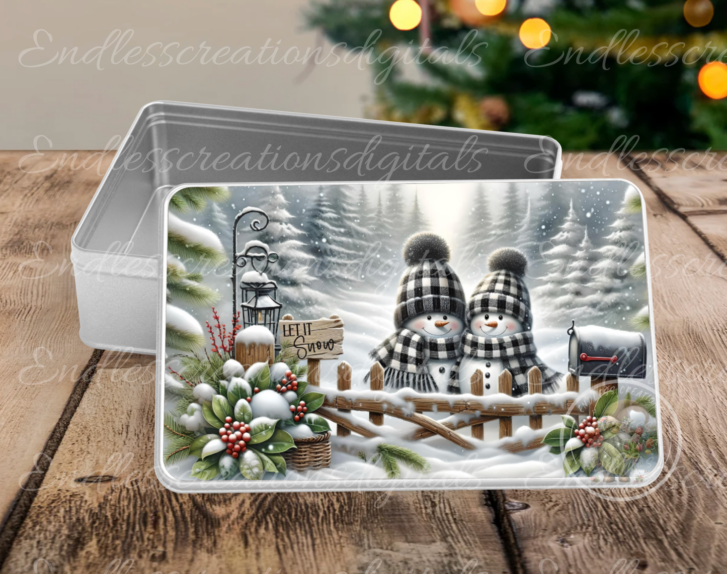 SNOWMAN COUPLE RECTANGLE/TINS