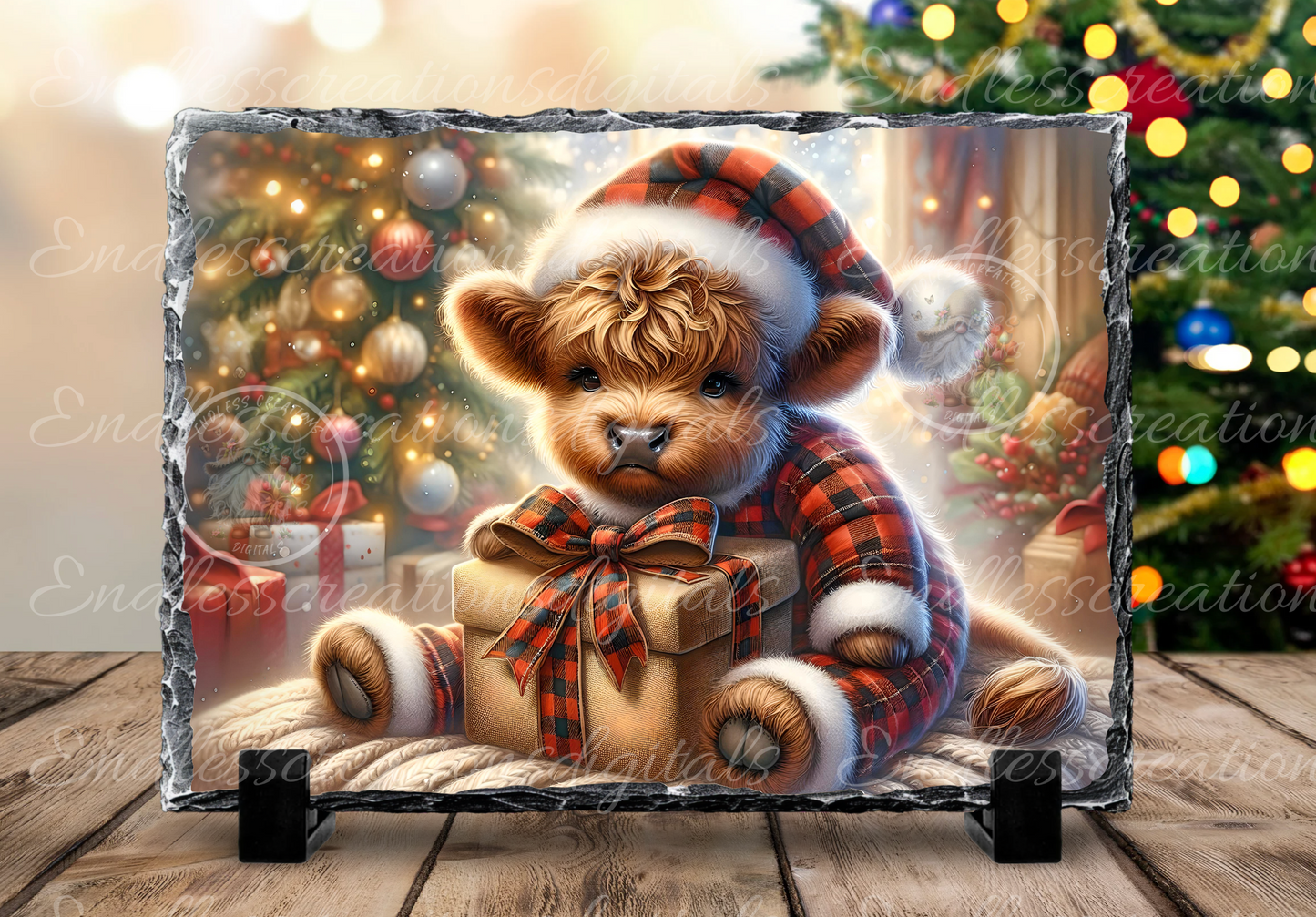 ADORABLE CHRISTMAS BABY HIGHLAND COW RECTANGLE/TINS