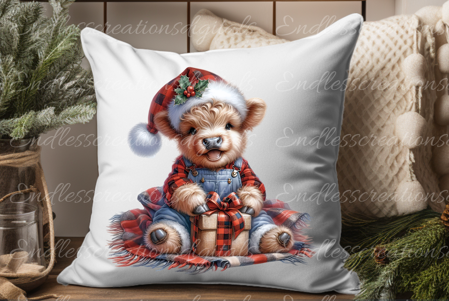 HOLIDAY WINTER BOY HIGHLAND COWS TRANSPARENCIES BUNDLE OF 6