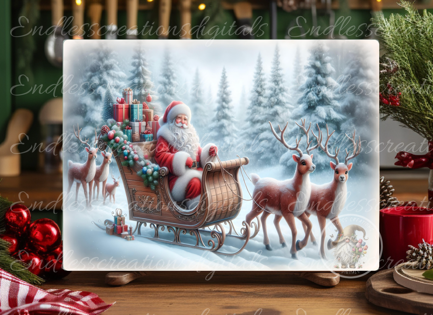 SANTA AND REINDEER SET OF 3 RECTANGLE/TINS