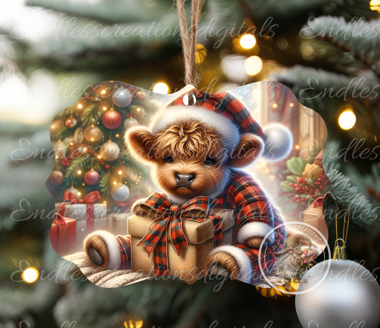 ADORABLE CHRISTMAS BABY HIGHLAND COW RECTANGLE/TINS