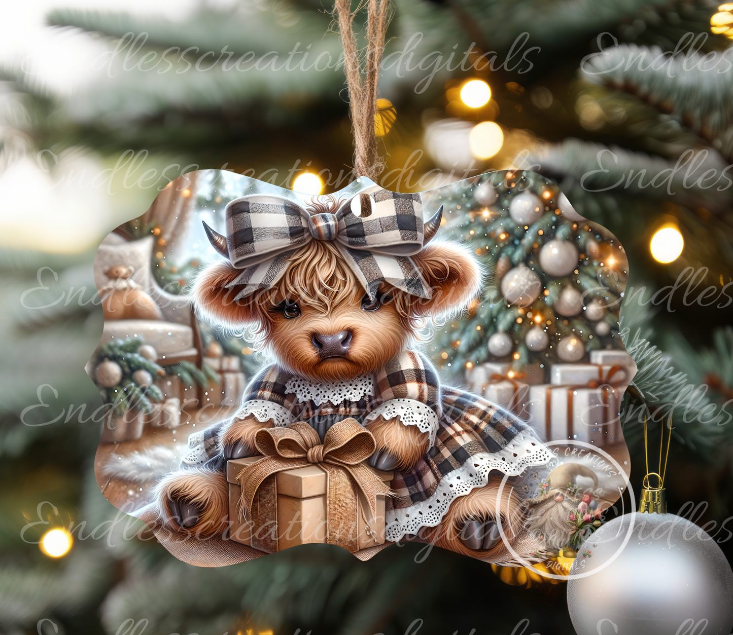 CUTE CHRISTMAS GIRL HIGHLAND COW RECTANGLE/TINS