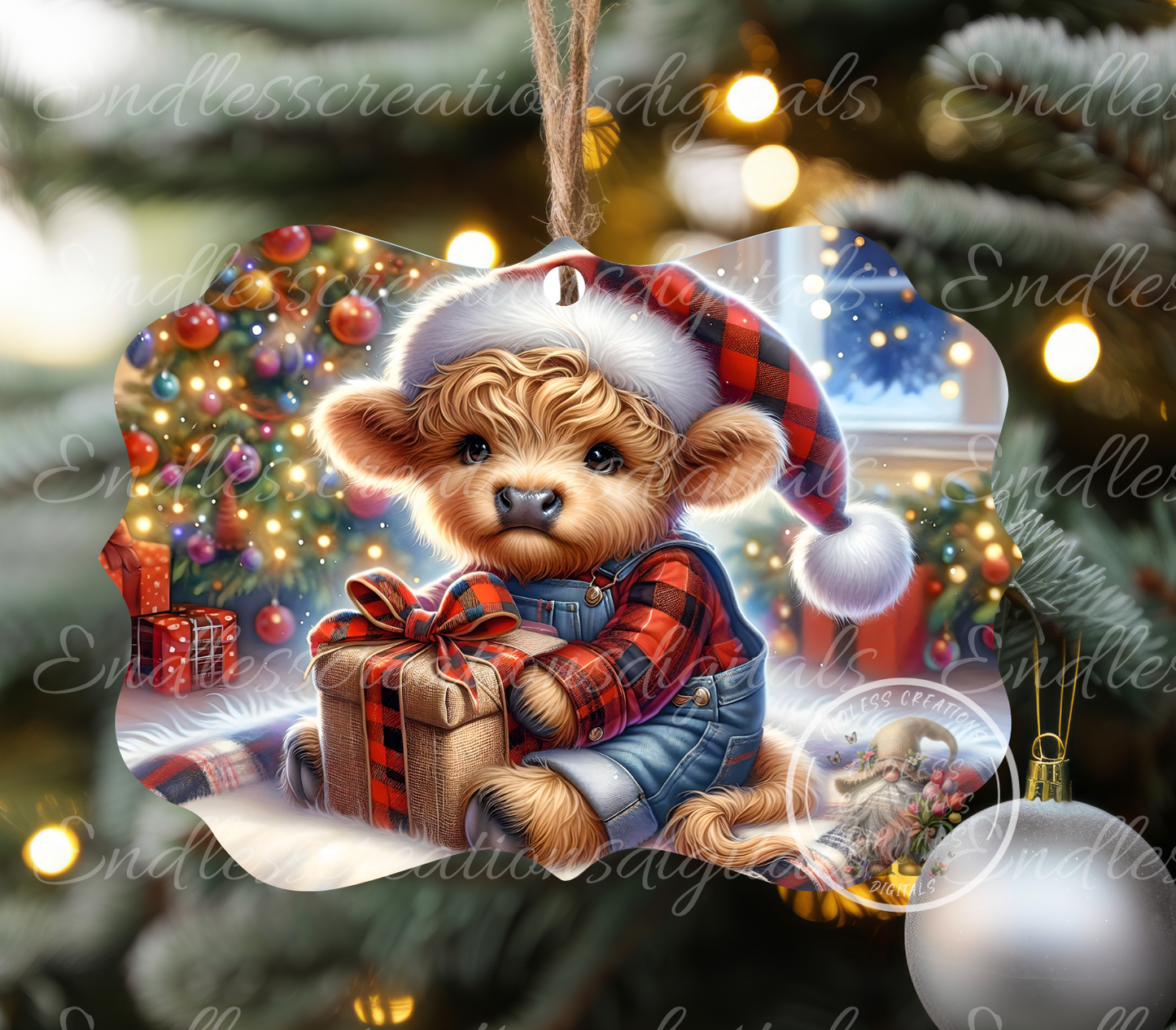 ADORABLE CHRISTMAS BOY HIGHLAND COW RECTANGLE/TINS