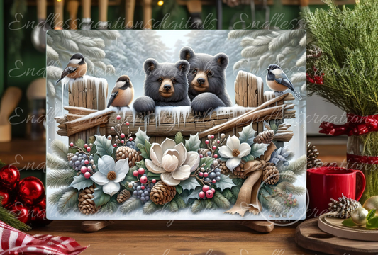 WINTER BLACK BEARS RECTANGLE/TINS