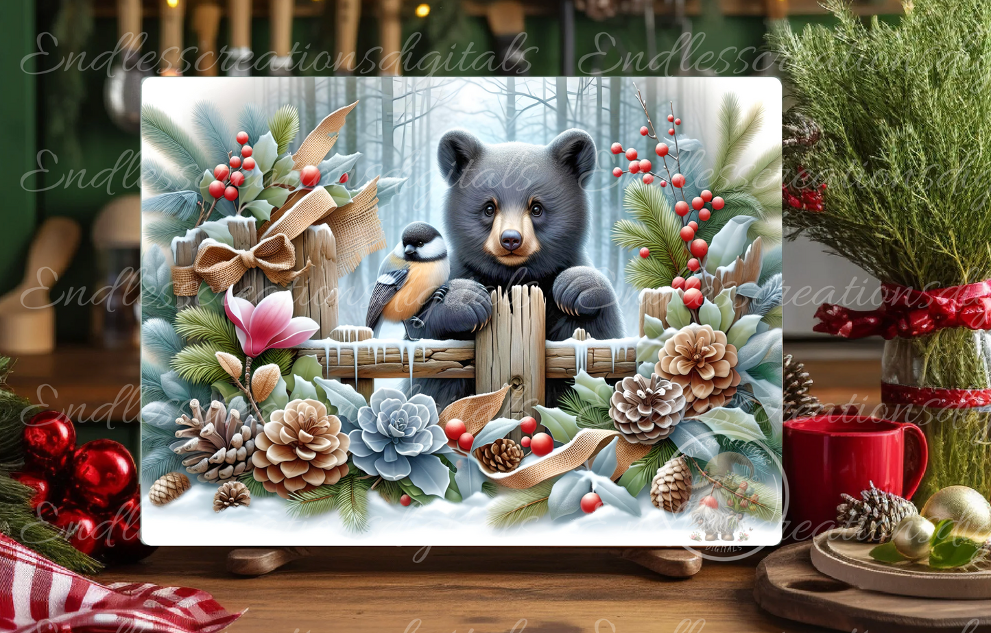 CUTE BLACK BEAR RECTANGLE/TINS