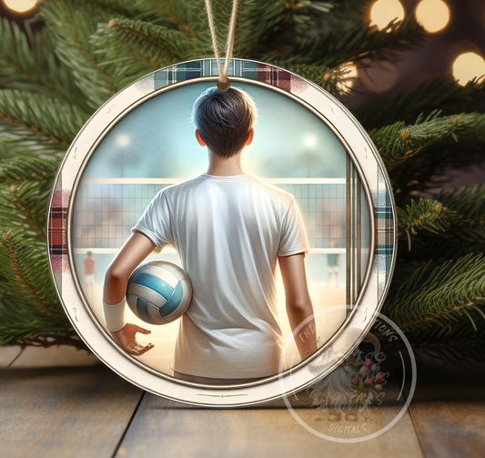 BOAY AND GIRL VOLLEYBALL PLAYER ORNAMENT/GIFT TAGS
