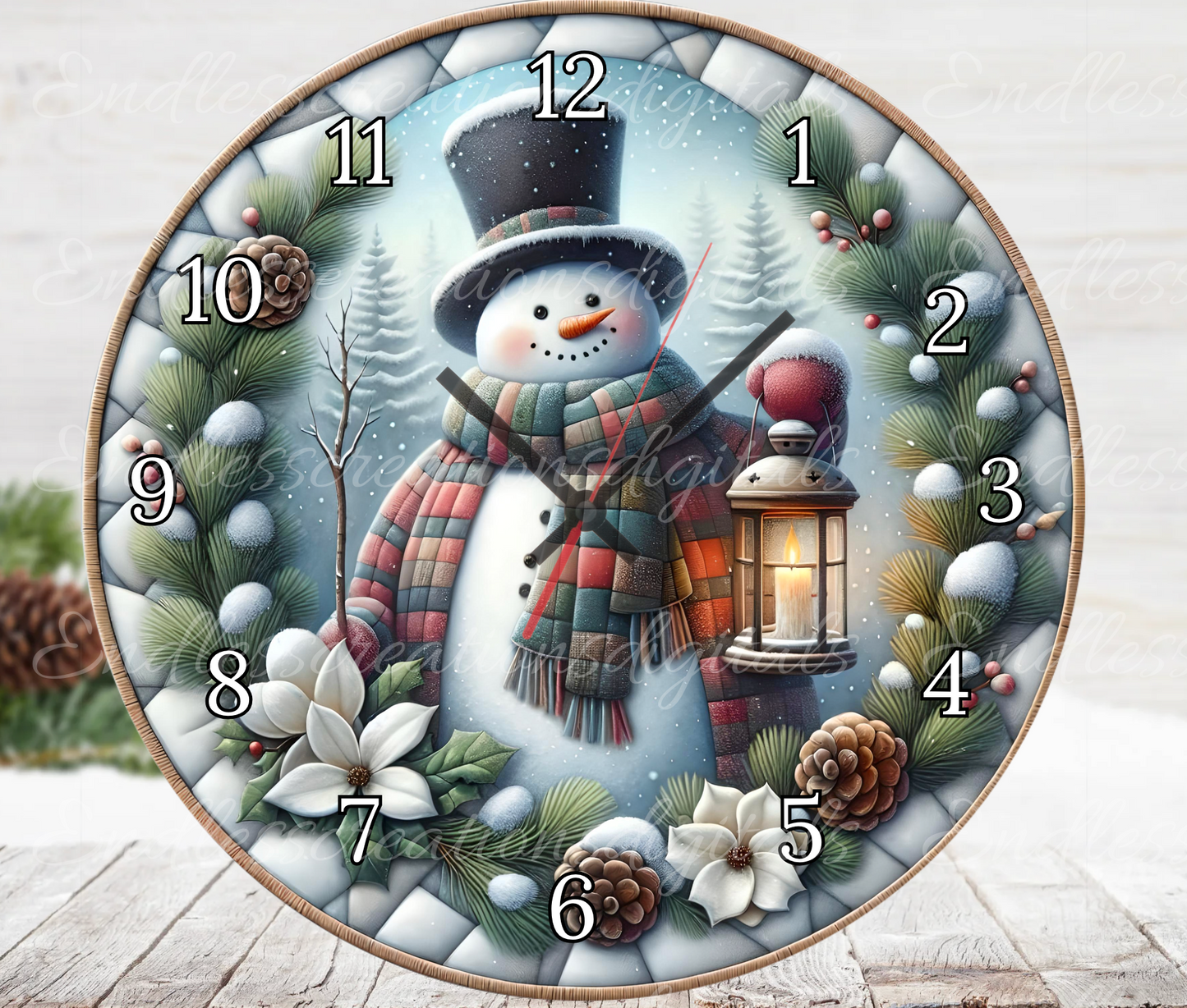 WINTER SNOWMAN CLOCK DESIGN