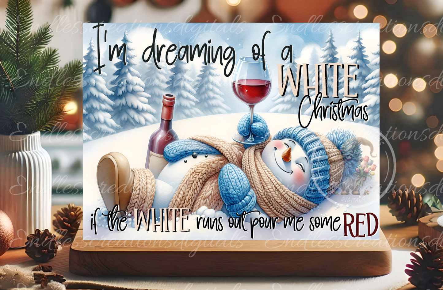 CHRISTMAS WINE SNOWMAN RECTANGLE/TINS