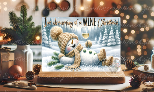 WINE CHRISTMAS SNOWMAN RECTANGLE/TINS