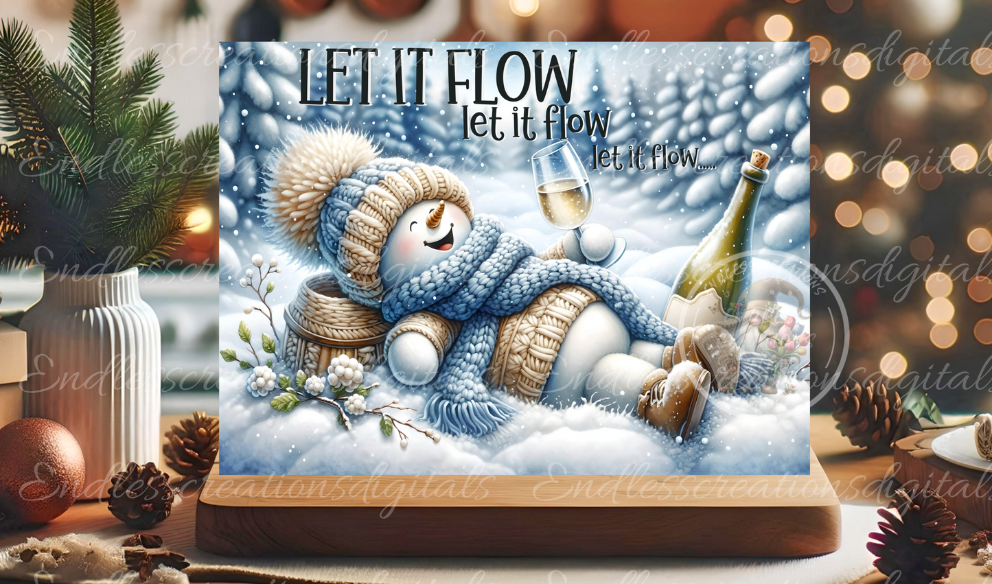 LET IT FLOW WINTER SNOWMAN RECTANGLE/TINS