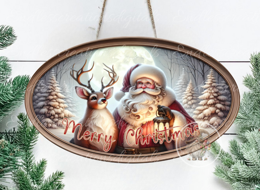 SANTA AND RUDOPLH OVAL DIGITAL