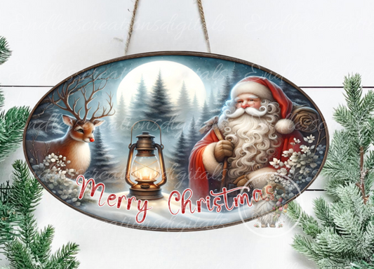 SANTA AND RUDOLPH OVAL DIGITAL