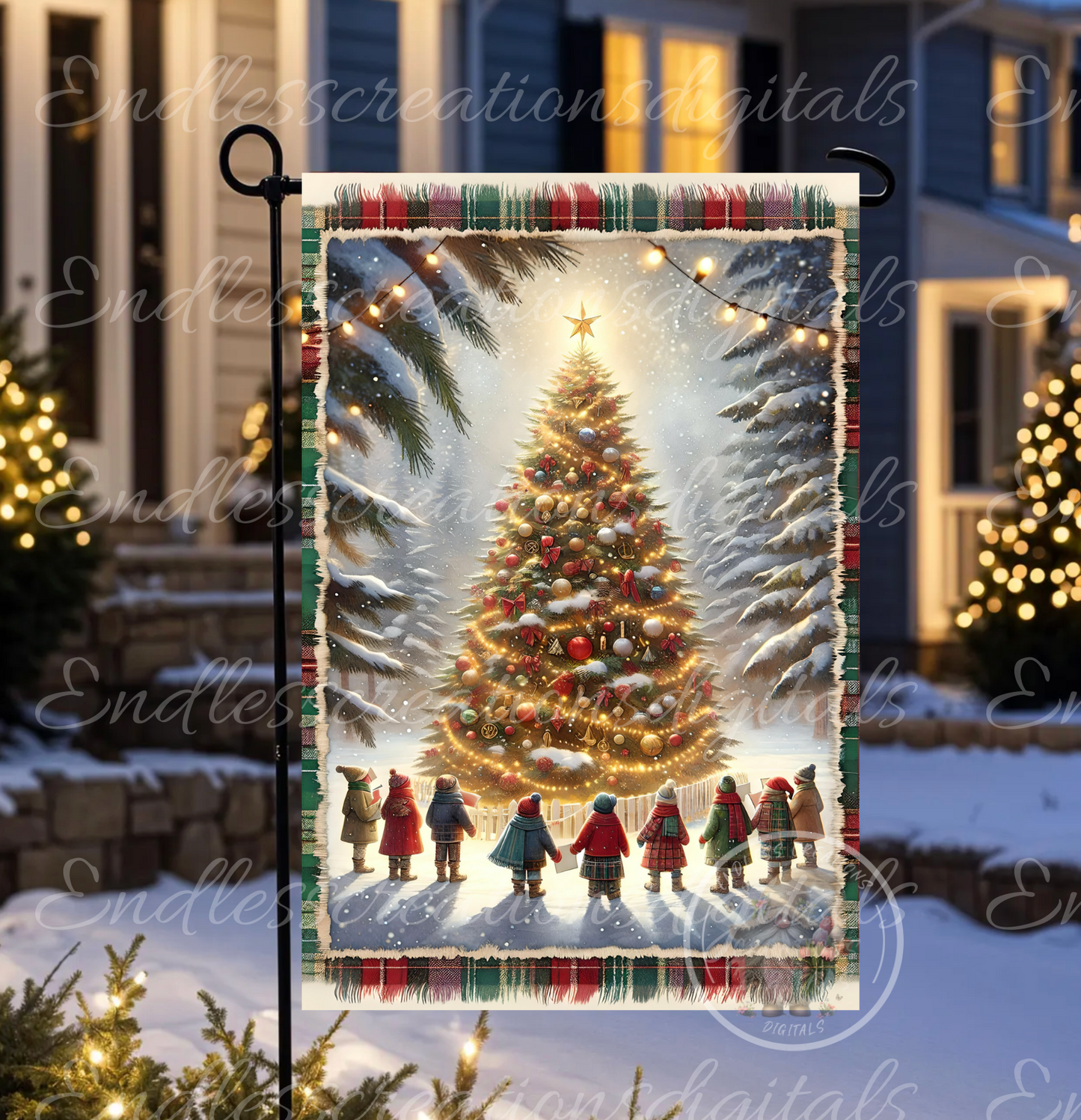 OH CHRISTMAS TREE GARDEN FLAG