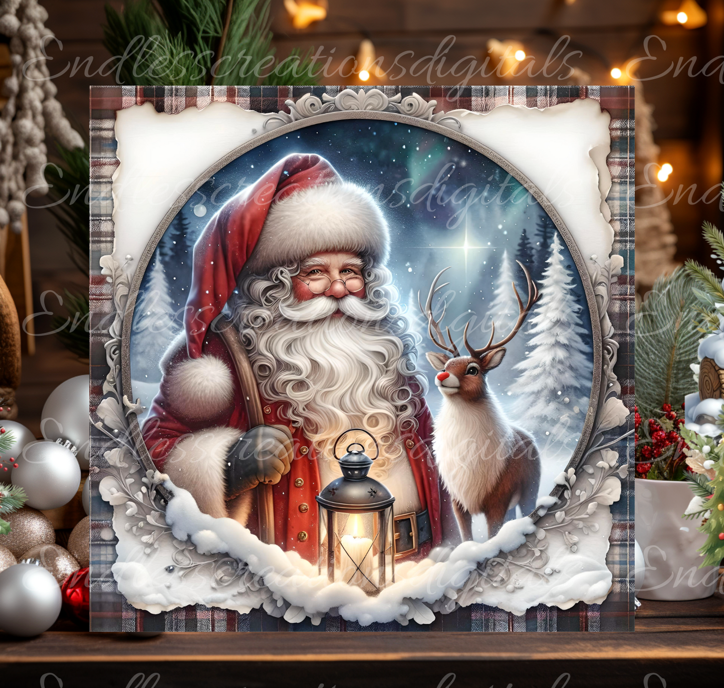 SQUARE AND ROUND SANTA WITH RUDOLPH CHRISTMAS