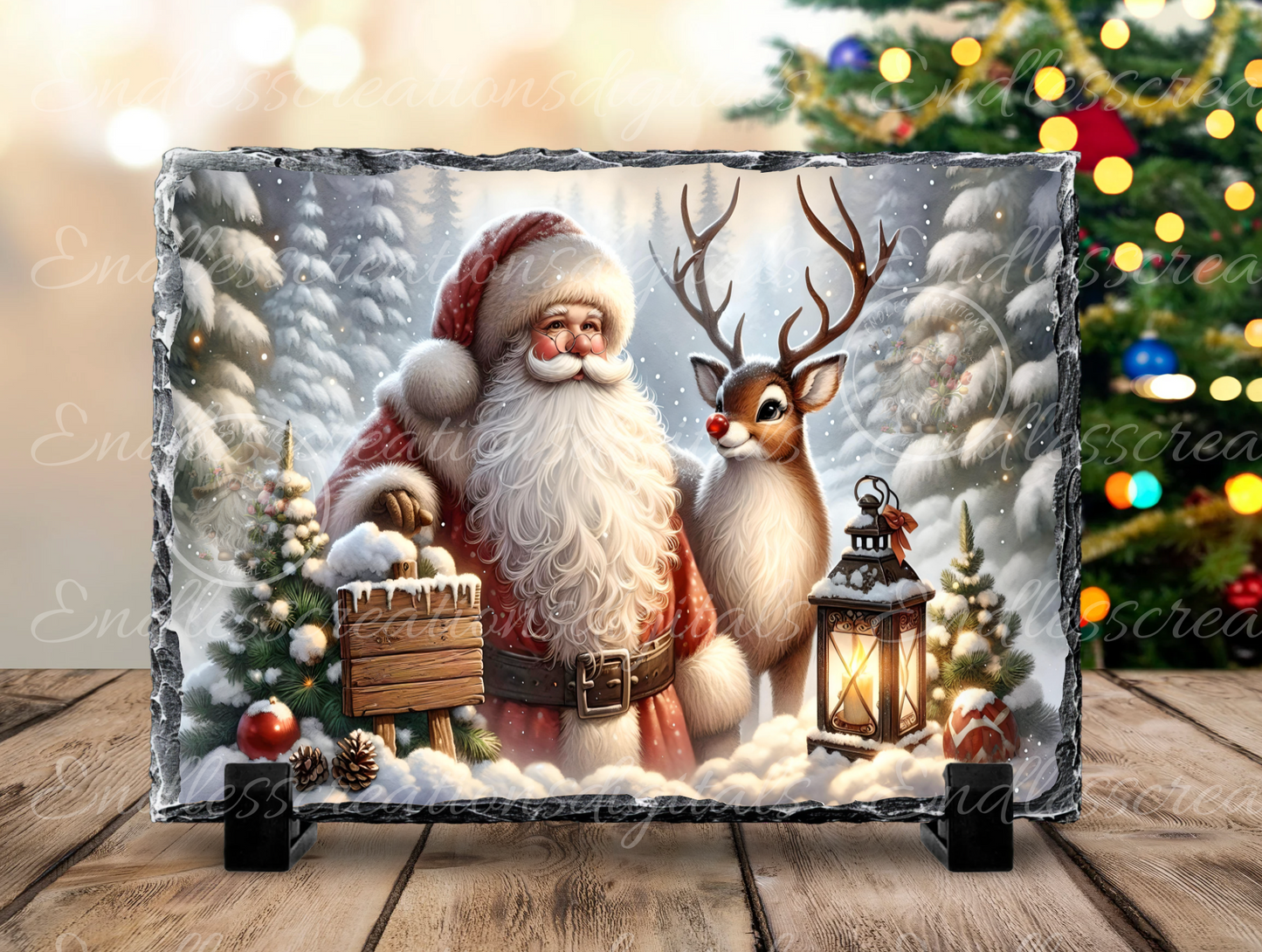 SANTA AND RUDOLPH CHRISTMAS RECTANGLE/TINS
