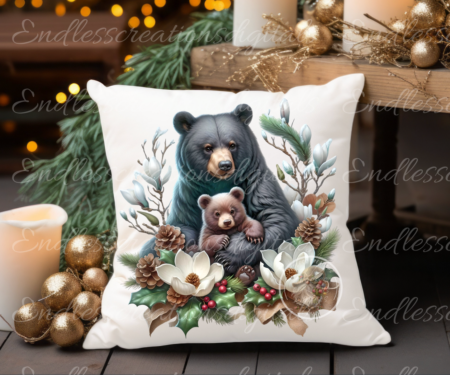CUTE WINTER BLACK BEARS TRANSPARENCIES BUNDLE OF 6