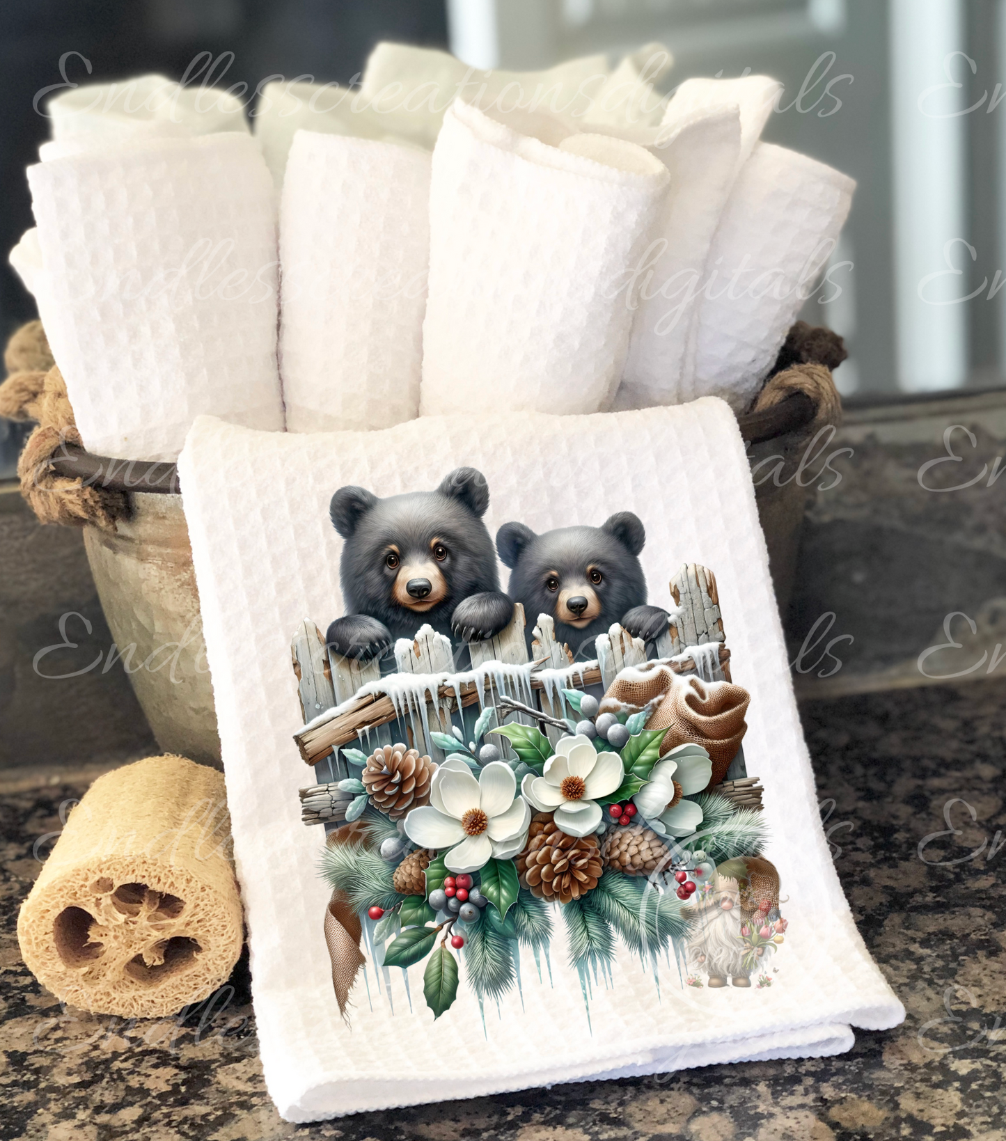 CUTE WINTER BLACK BEARS TRANSPARENCIES BUNDLE OF 6