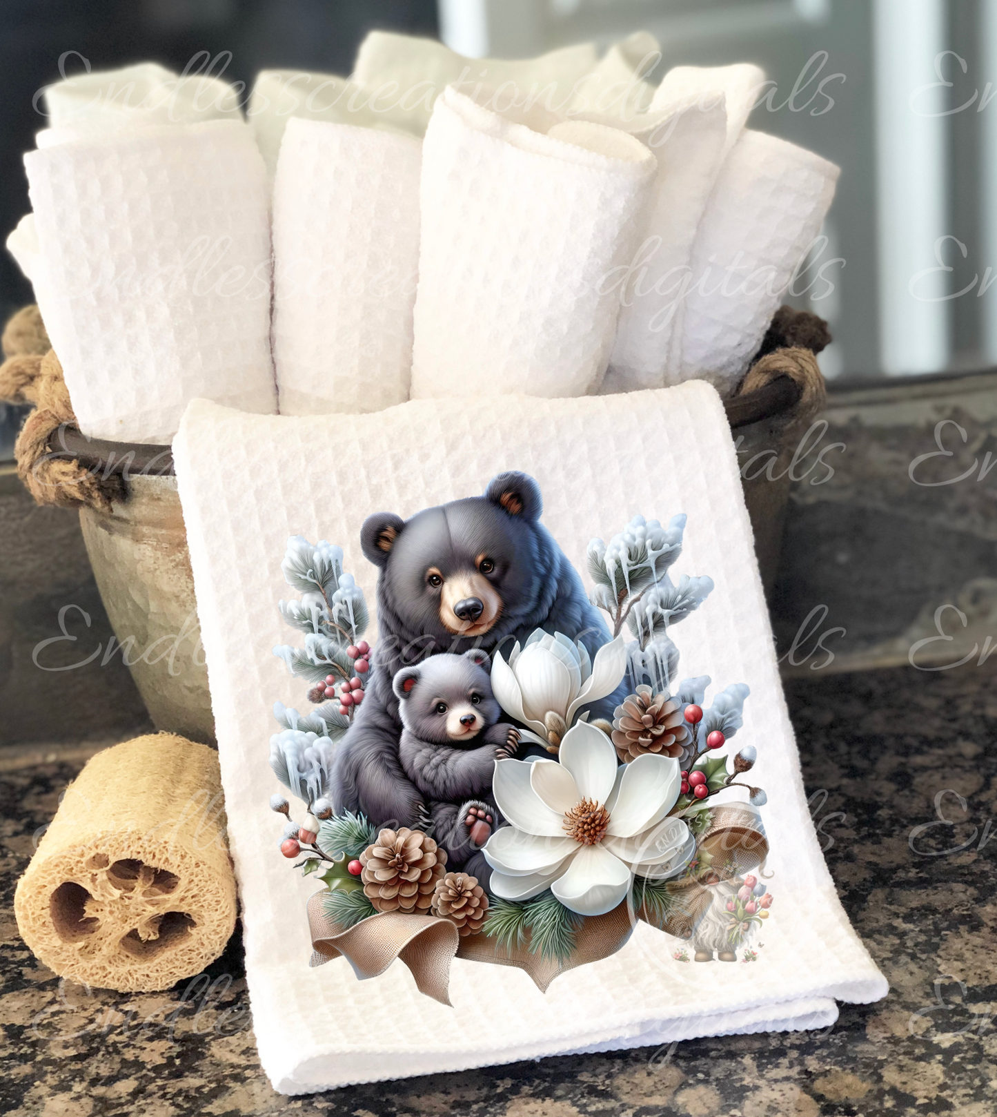 CUTE WINTER BLACK BEARS TRANSPARENCIES BUNDLE OF 6