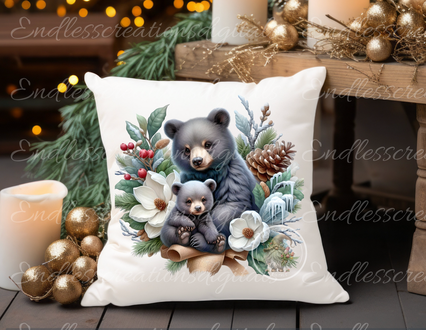 CUTE WINTER BLACK BEARS TRANSPARENCIES BUNDLE OF 6