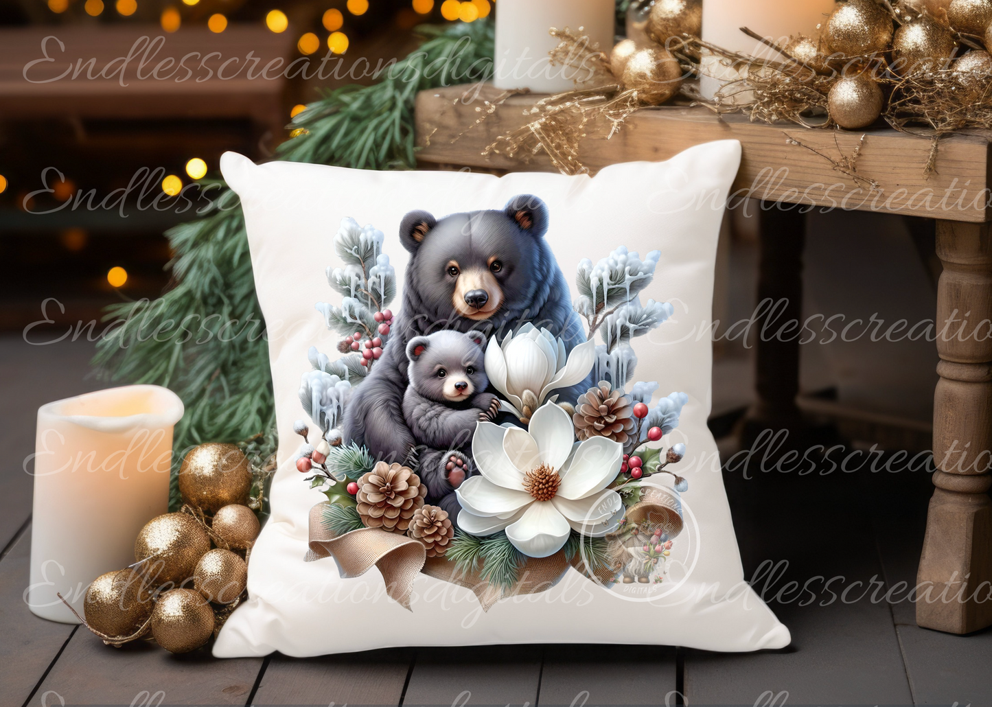 CUTE WINTER BLACK BEARS TRANSPARENCIES BUNDLE OF 6