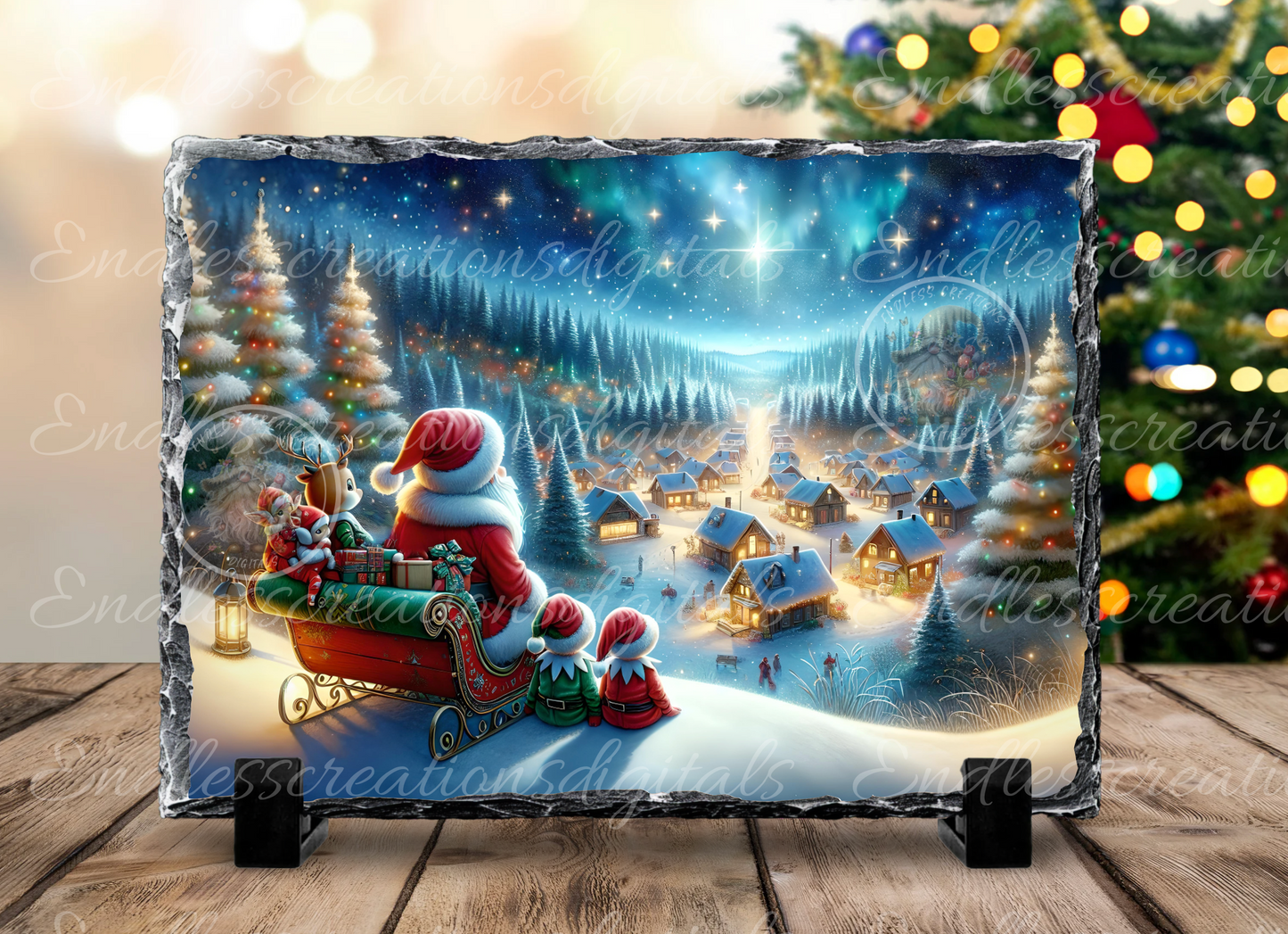 SANTA AND ELVES RECTANGLE/TINS