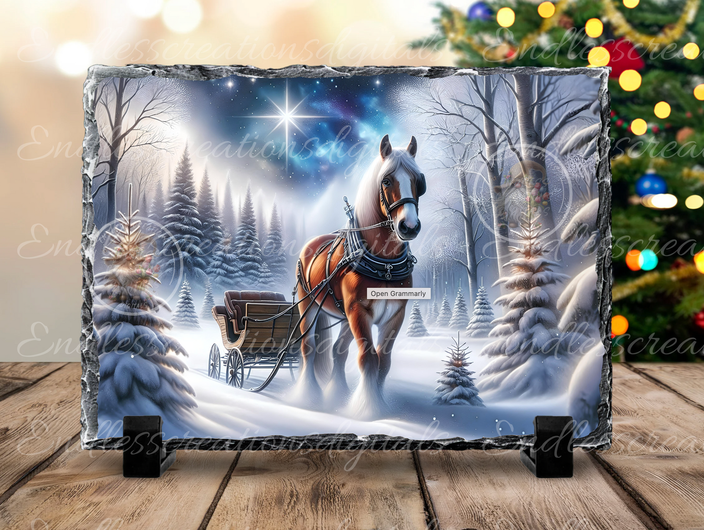 WINTER HORSE AND SLEIGH RECTANGLE/TINS