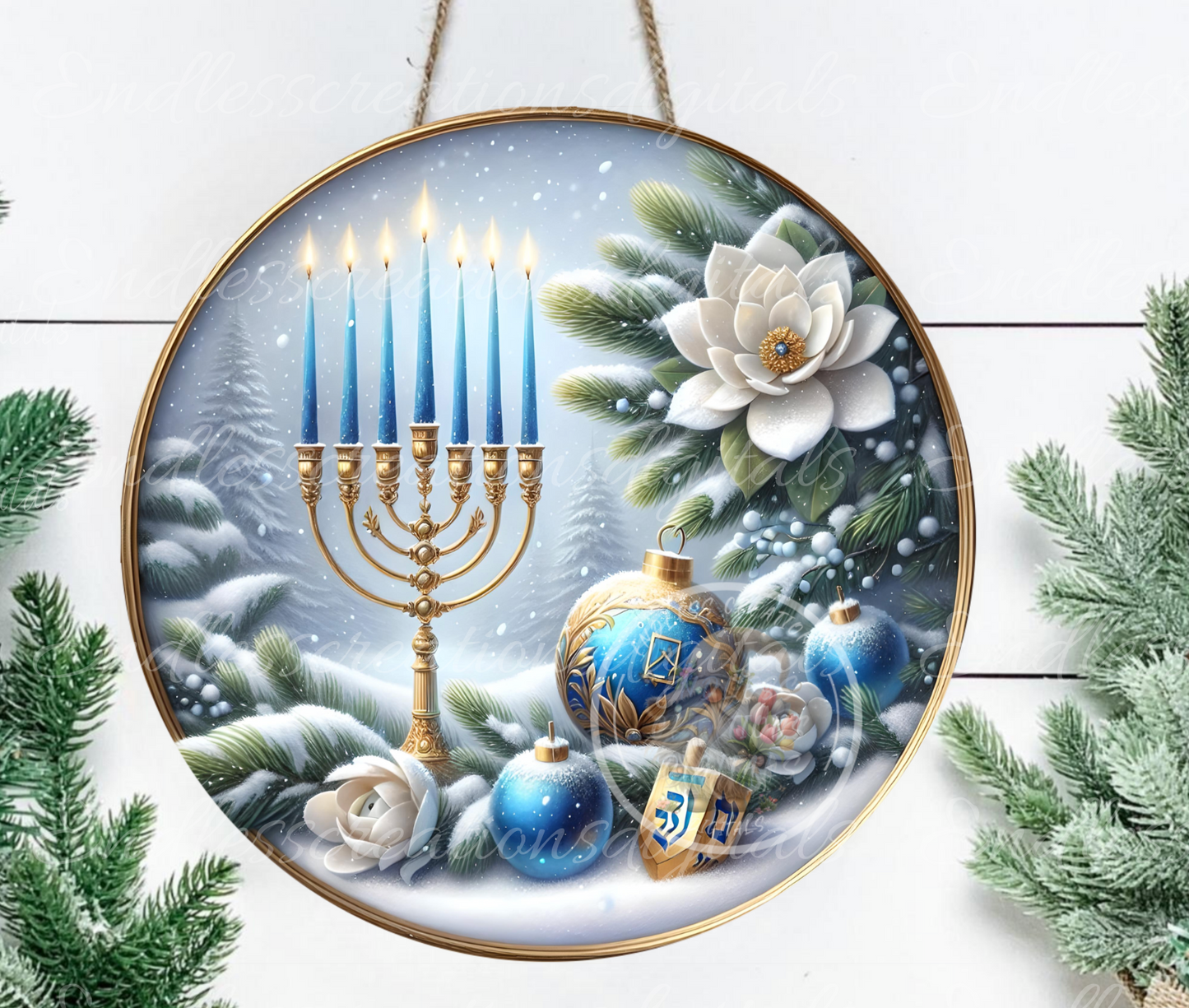 HAPPY HANUKKAH CHRISTMAS ROUND