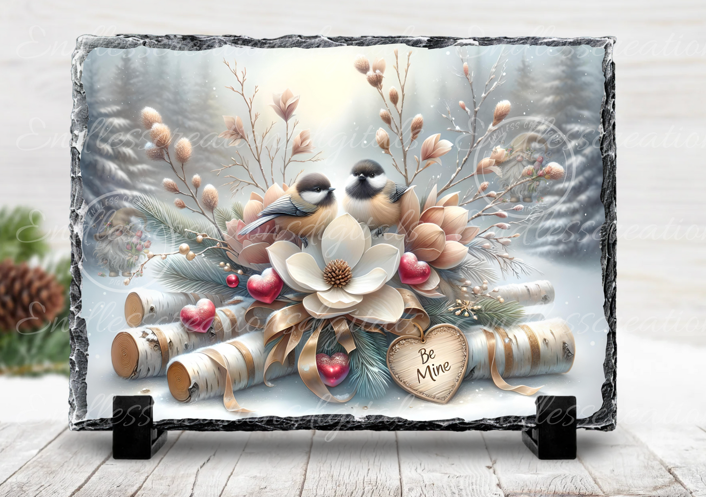 WINTER/VALENTINES CHICKADEES RECTANGLE/TINS