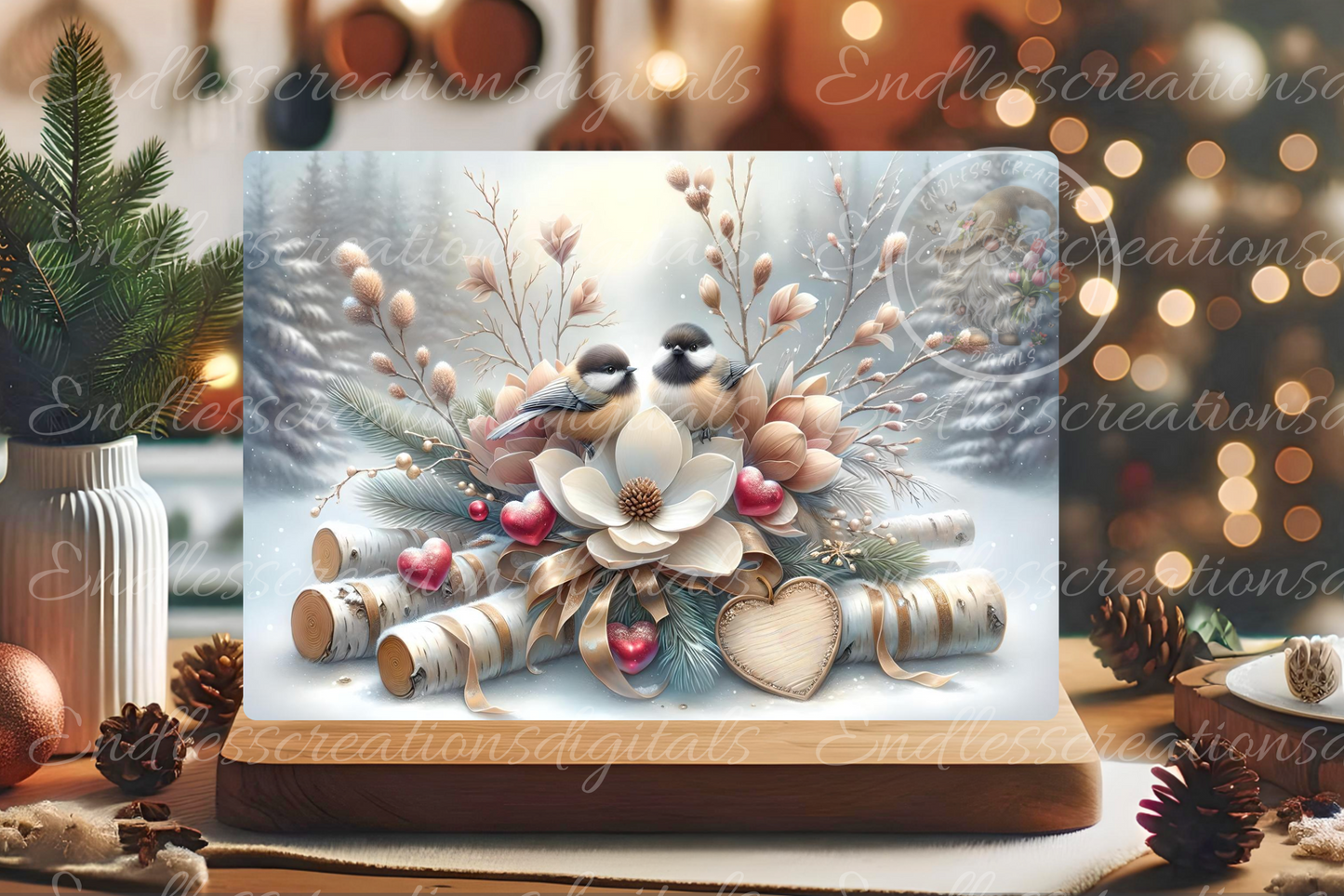 WINTER/VALENTINES CHICKADEES RECTANGLE/TINS