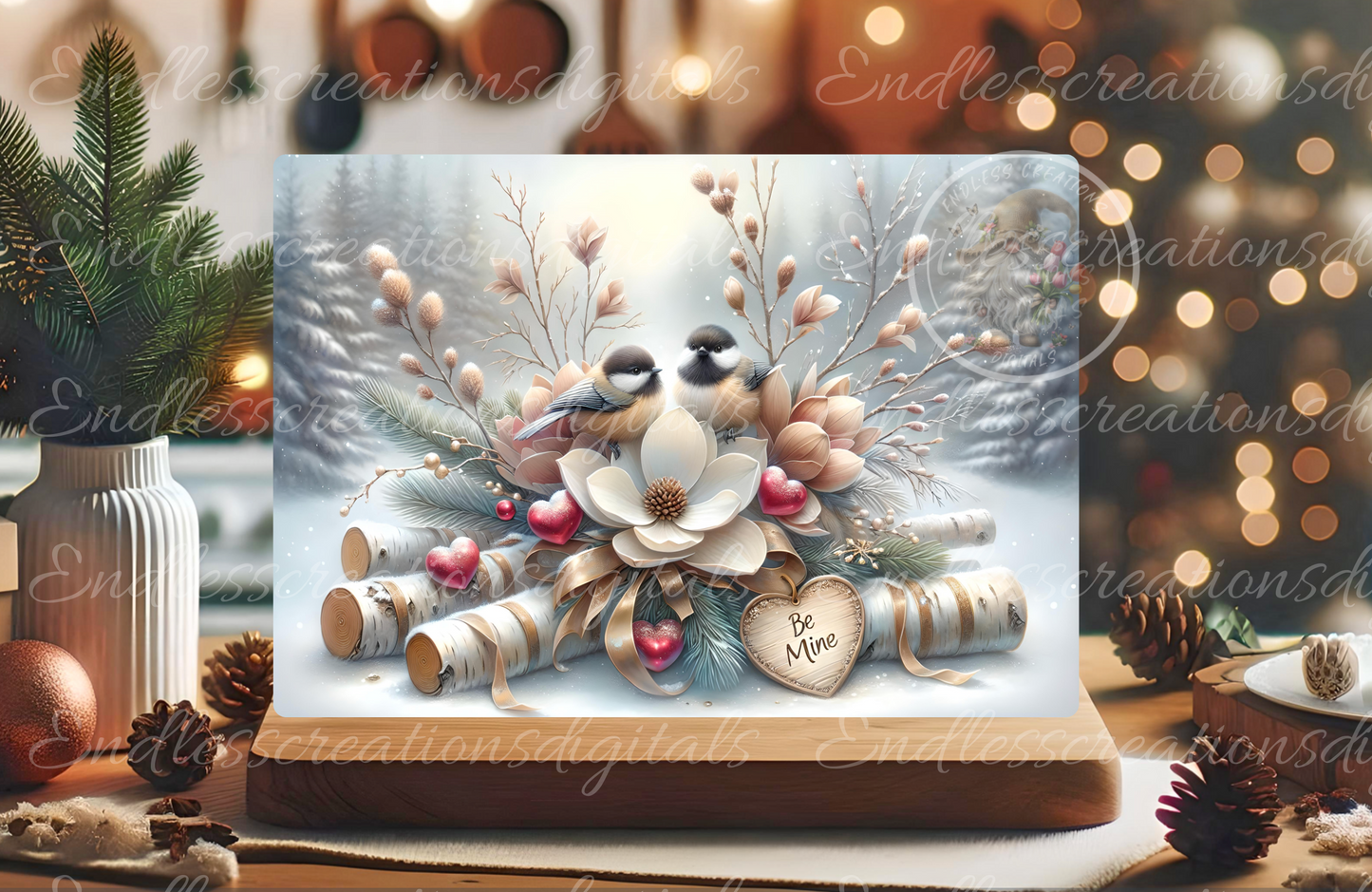 WINTER/VALENTINES CHICKADEES RECTANGLE/TINS