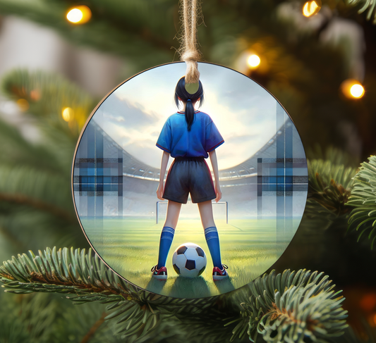 GIRLS SOCCER PLAYER ORNAMENT/GIFT TAG