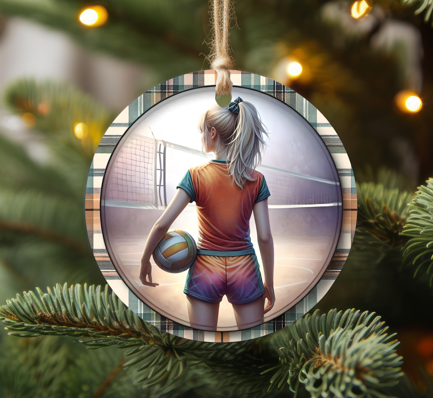 GIRL VOLLEYBALL PLAYER ORNAMENT/GIFT TAG