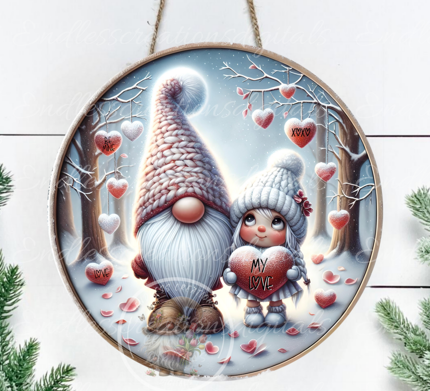 MY LOVE VALENTINES GNOME COUPLE