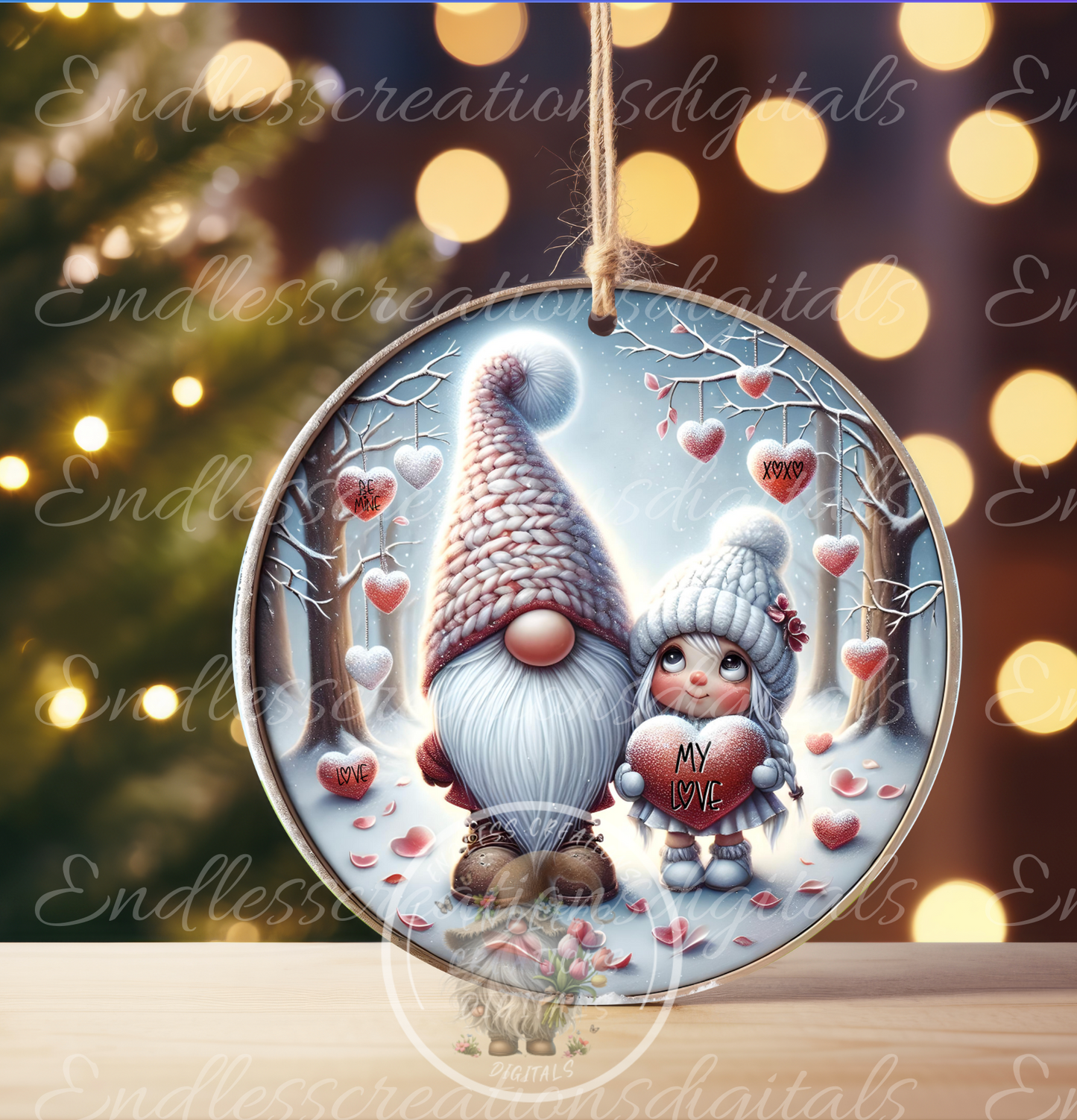 MY LOVE VALENTINES GNOME COUPLE