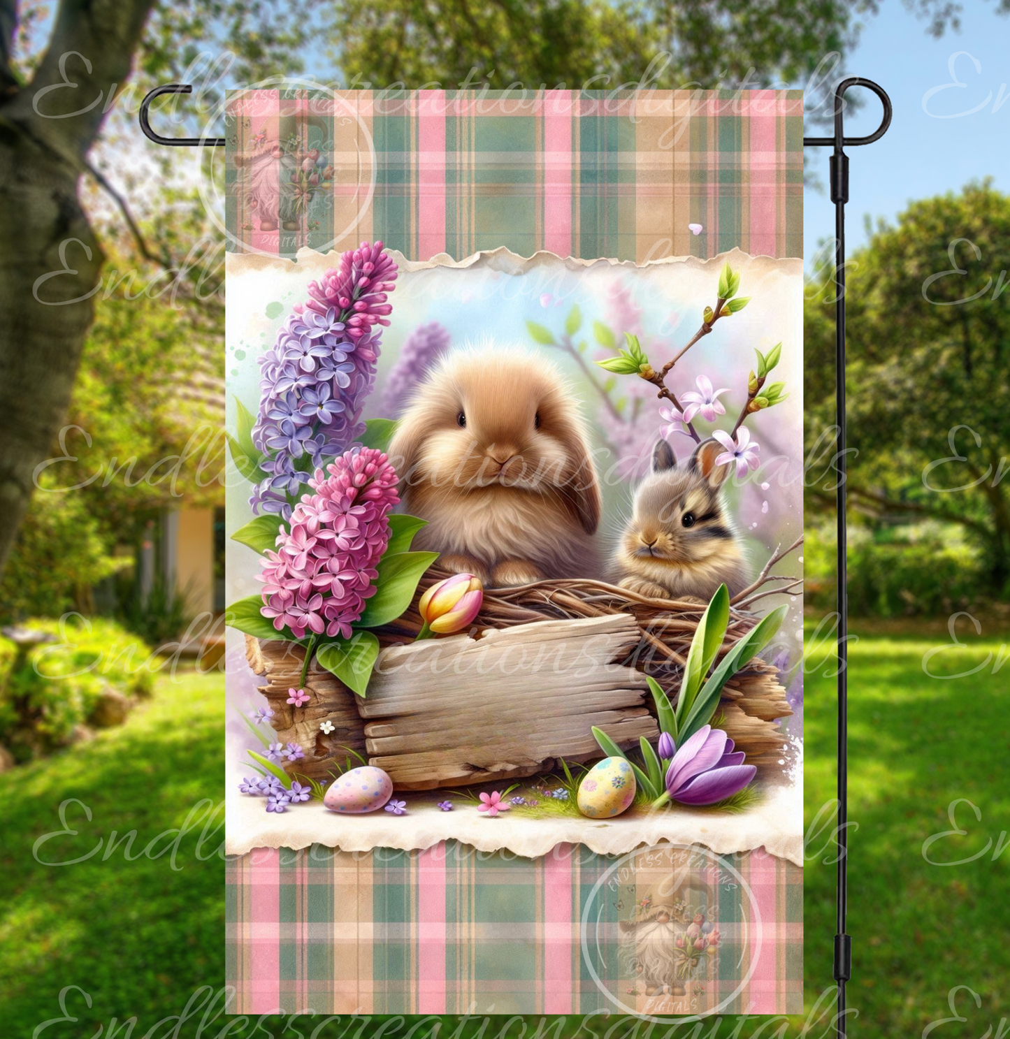 SPRING BUNNIES GARDEN FLAG