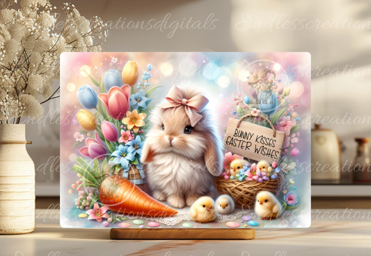 CUTE BUNNY WITH EASTER CHICKS RECTANGLE/TINS
