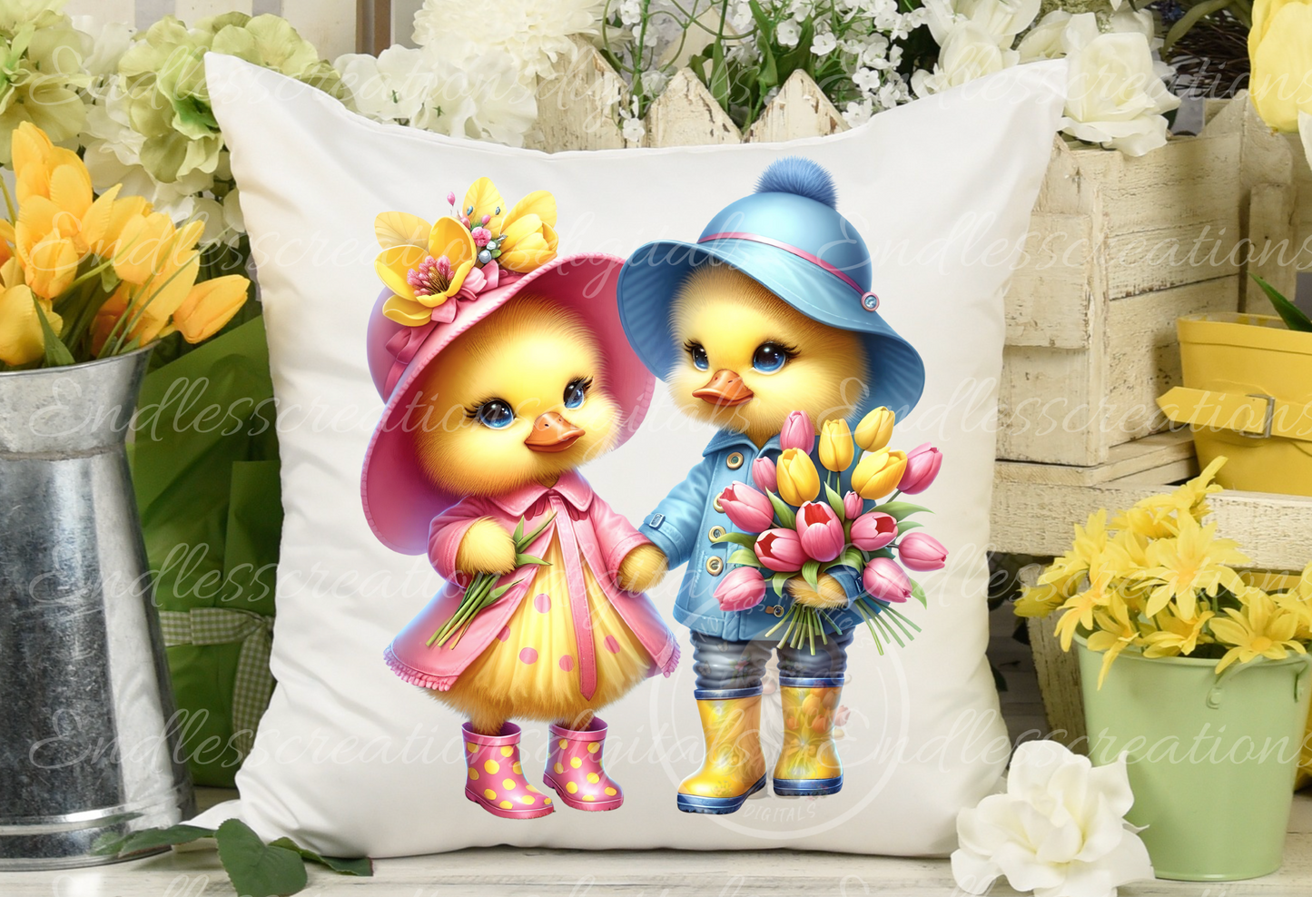 CUTE SPRING DUCKS TRANSPARENCIES BUNDLE OF 10