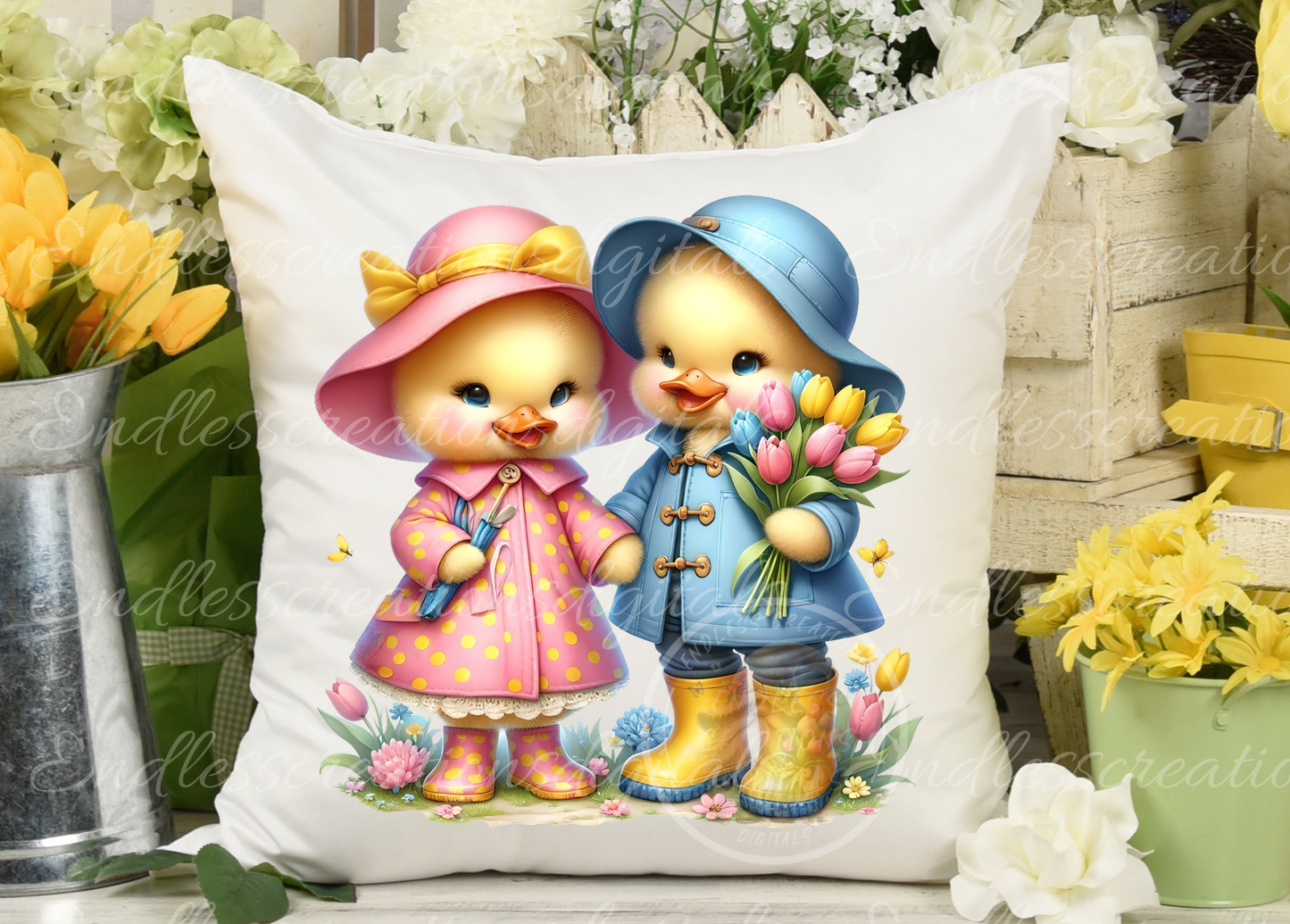 CUTE SPRING DUCKS TRANSPARENCIES BUNDLE OF 10