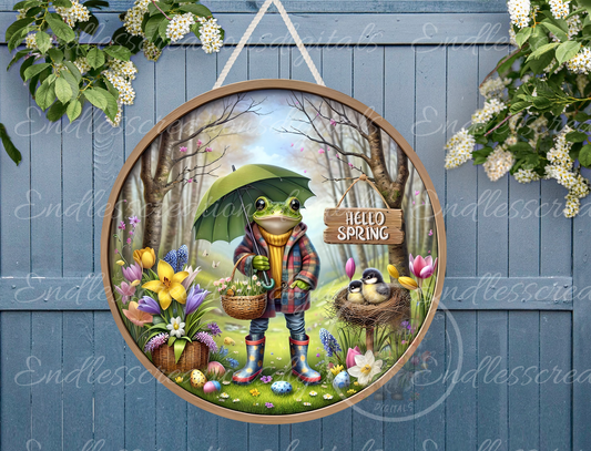 HELLO SPRING FROG ROUND
