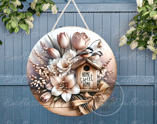 SPRING FLORAL HOME SWEET HOME ROUND