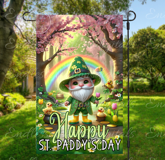 HAPPY ST. PADDY'S DAY GNOME GARDEN FLAG