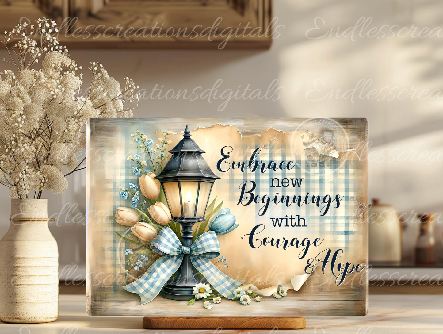 SPRING TULIP LANTERN RECTANGLE