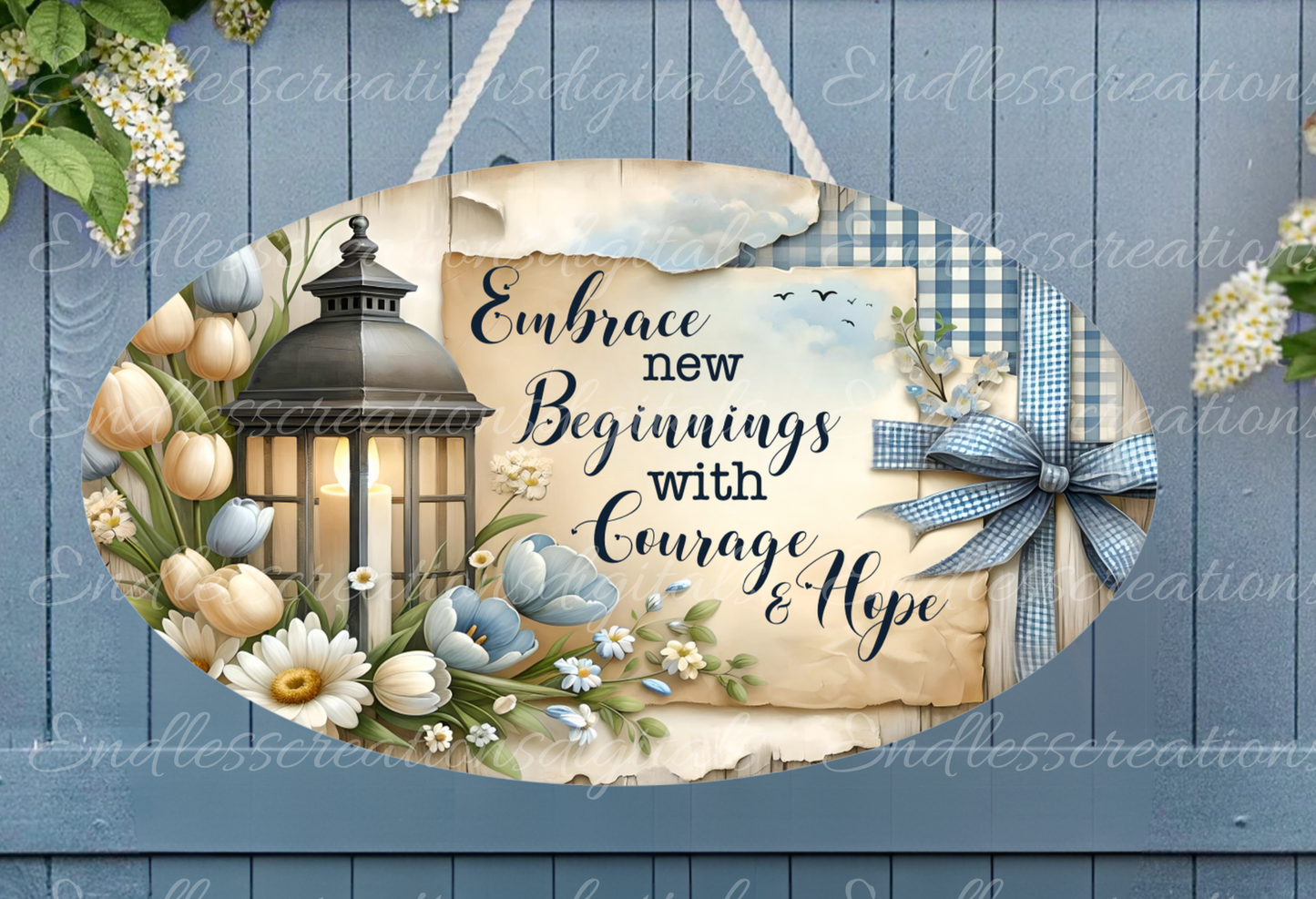 SPRING FLORAL LANTERN OVAL DIGITAL