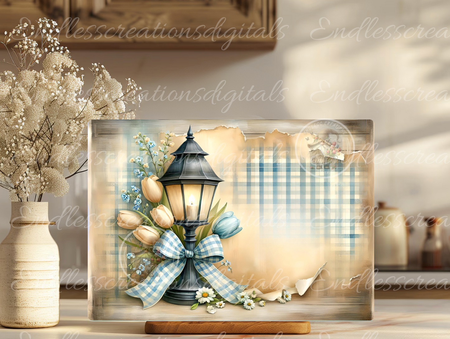 SPRING TULIP LANTERN RECTANGLE