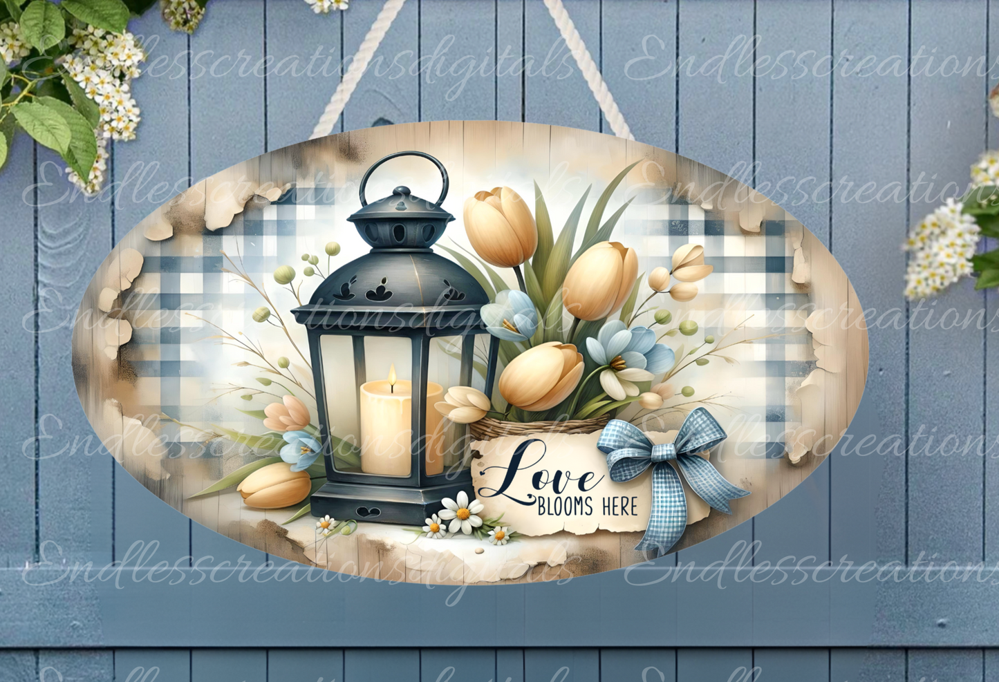 SPRING FLORAL LANTERN OVAL DIGITAL