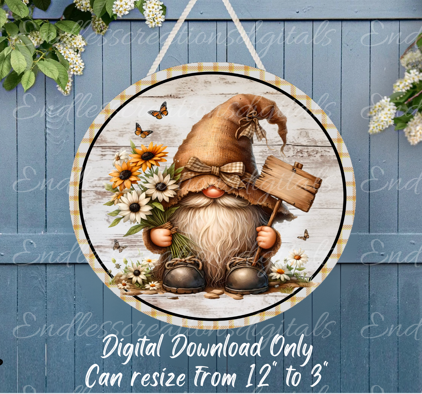 SPRING GNOME SUBLIMATION round door png, for sublimation high resolution 2 png files, 2 add your own text files.  Digital downloads only