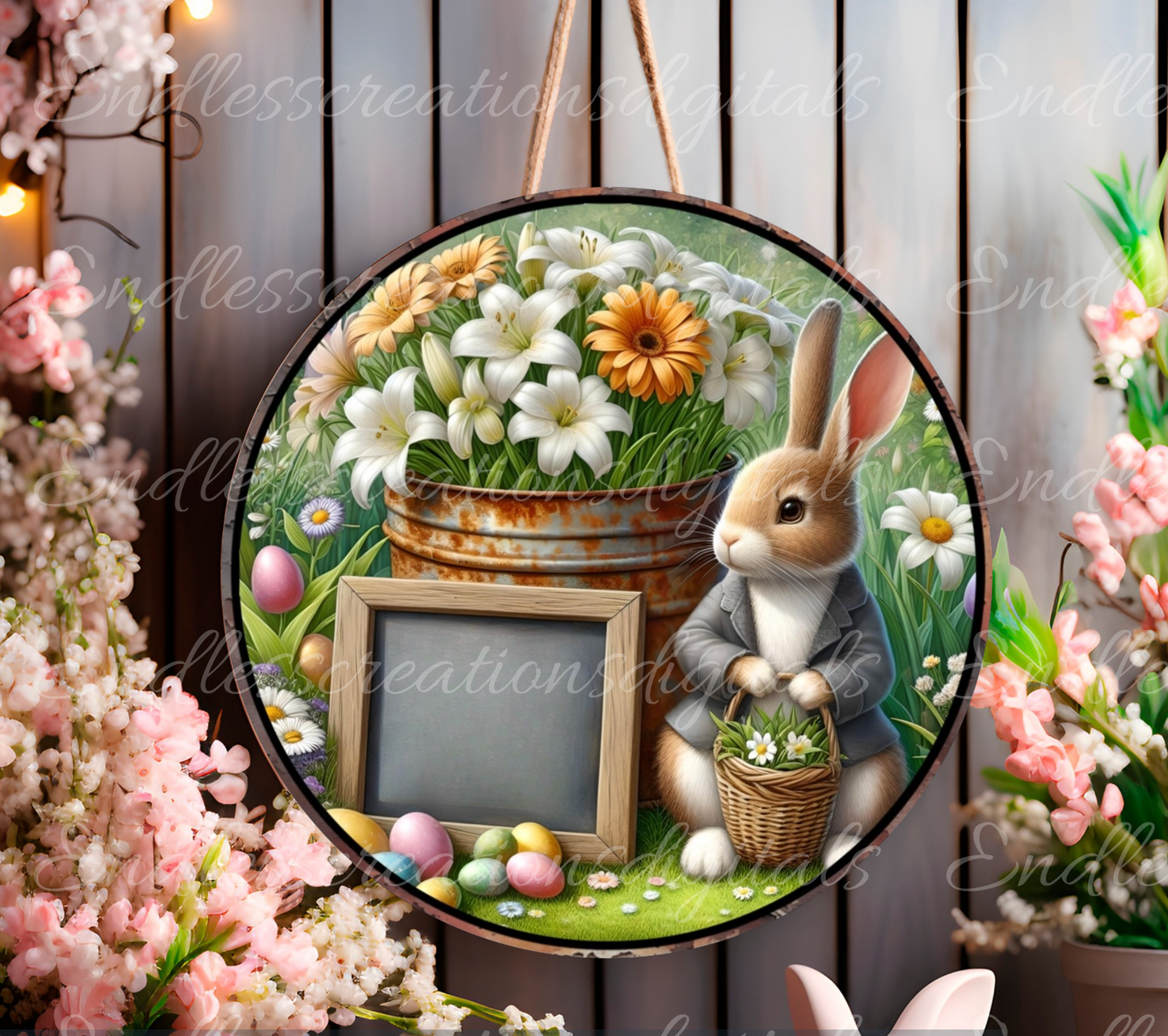 EASTER SUBLIMATION door hanger, wreath sign png, for sublimation high resolution 2 files for download including 1 blank to add your own text