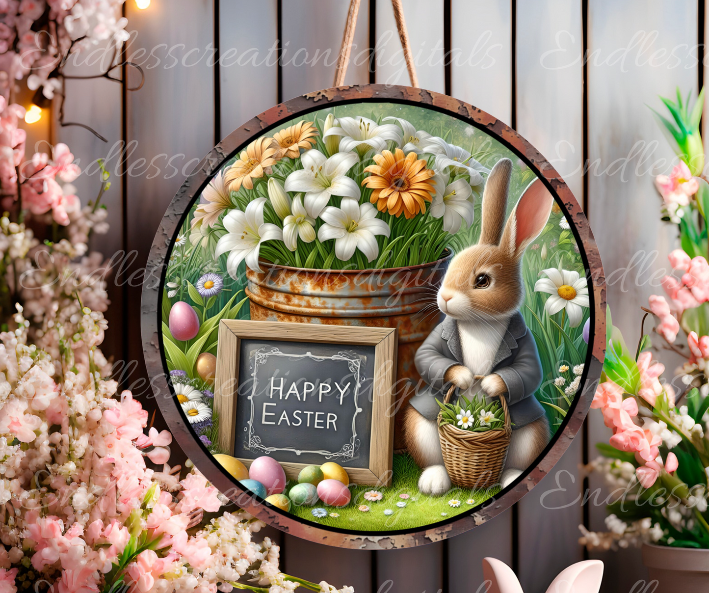 EASTER SUBLIMATION door hanger, wreath sign png, for sublimation high resolution 2 files for download including 1 blank to add your own text