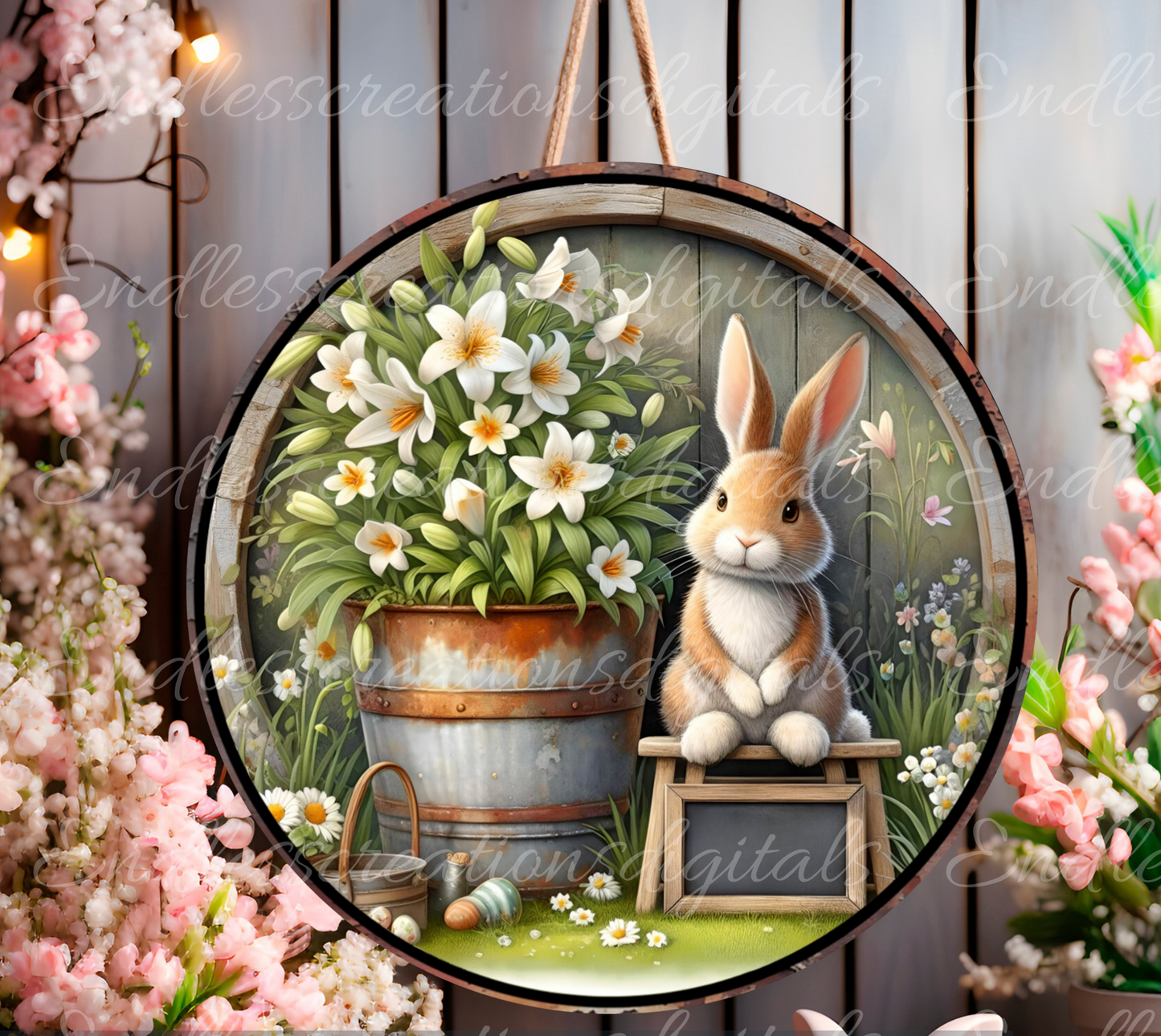 EASTER BUNNY SUBLIMATION door hanger, wreath sign png, for sublimation, 2 high resolution digital files for download including 1 blank to add your own text