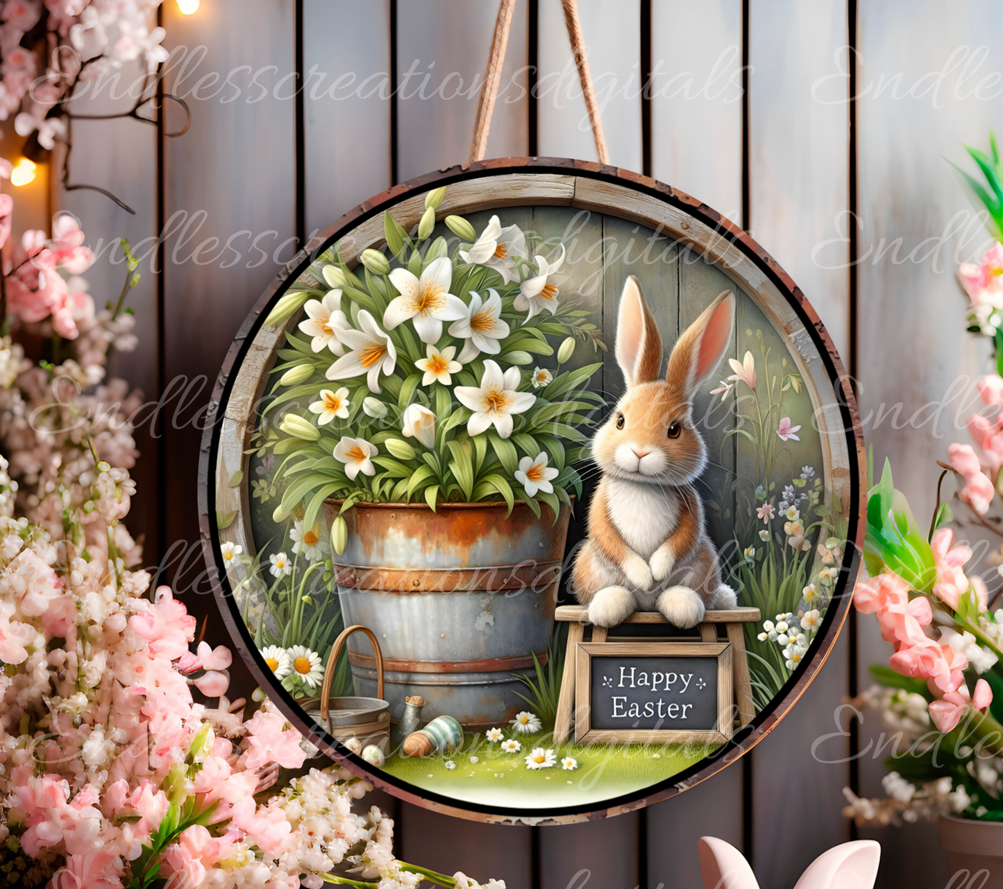 EASTER BUNNY SUBLIMATION door hanger, wreath sign png, for sublimation, 2 high resolution digital files for download including 1 blank to add your own text